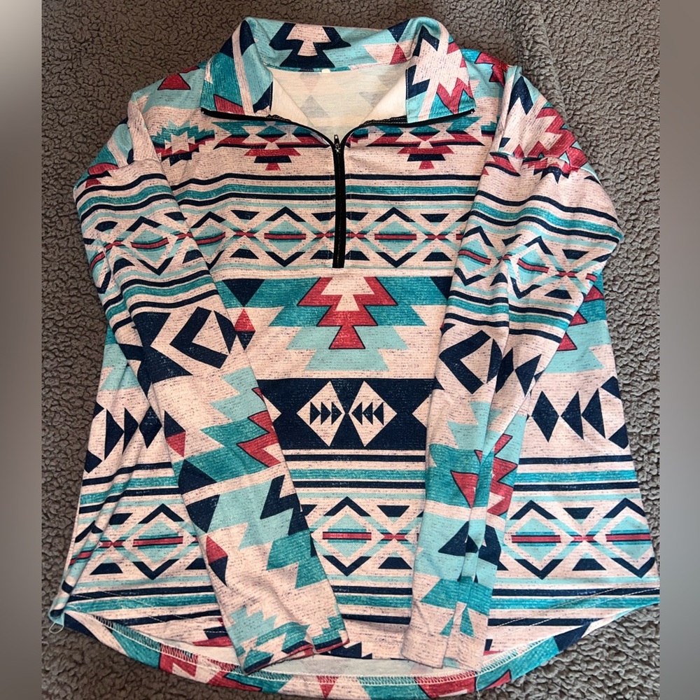 Ladies Crew 3/4 Zipper Aztec